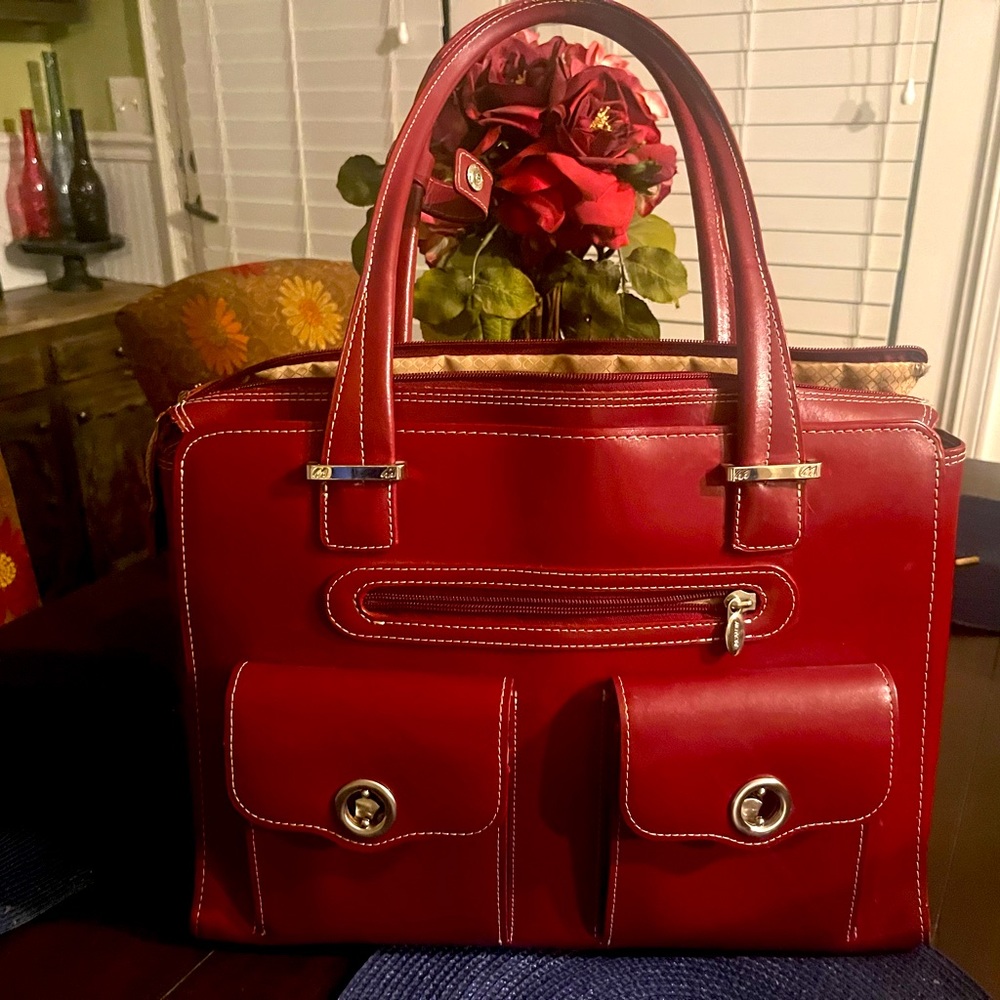 McKlein Leather Fly-Through Checkpoint-Friendly Ladies Briefcase.Made in America